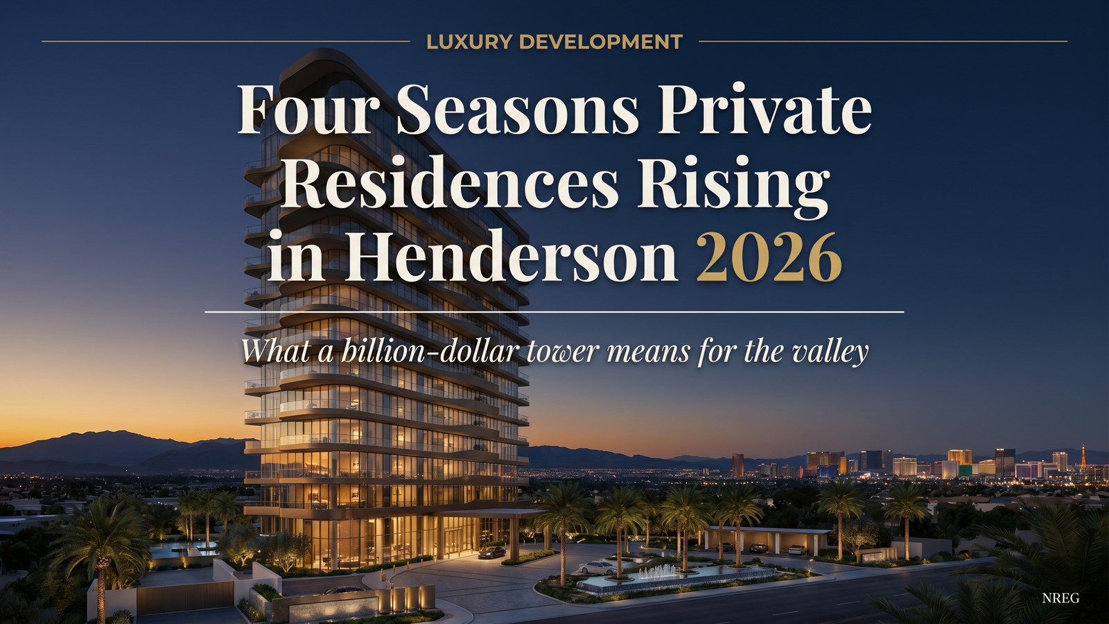 Henderson Nevada guard-gated luxury hillside neighborhood at golden hour with mountain views