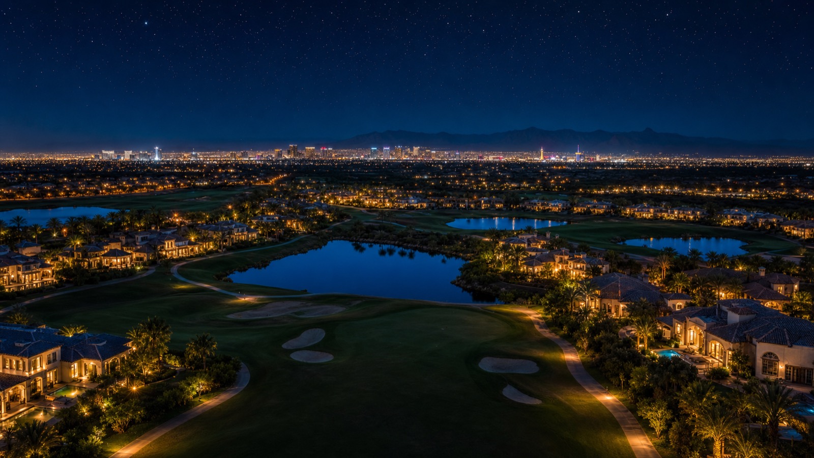 Painted Desert 27-hole semi-private golf course fairway at golden hour with mature trees